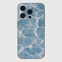 Чехол для iPhone 15 Pro Max силиконовый с защитой камеры Лазурная водная гладь текстура 