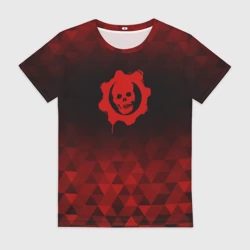 Женская футболка 3D Gears of War red poly