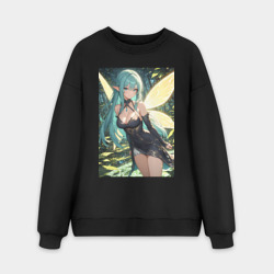 Мужской свитшот oversize без начеса хлопок Лесная фея с крыльями бабочки