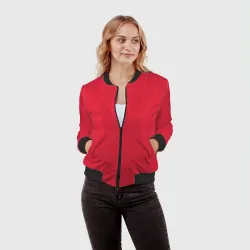 Женский бомбер 3D Малиново-красный однотонный - фото 2