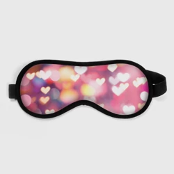 Маска для сна 3D Сердечки на розовом боке эффекте
