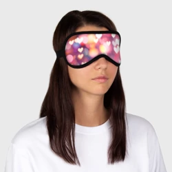 Маска для сна 3D Сердечки на розовом боке эффекте - фото 2