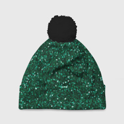 Шапка 3D c помпоном Зеленый блеск
