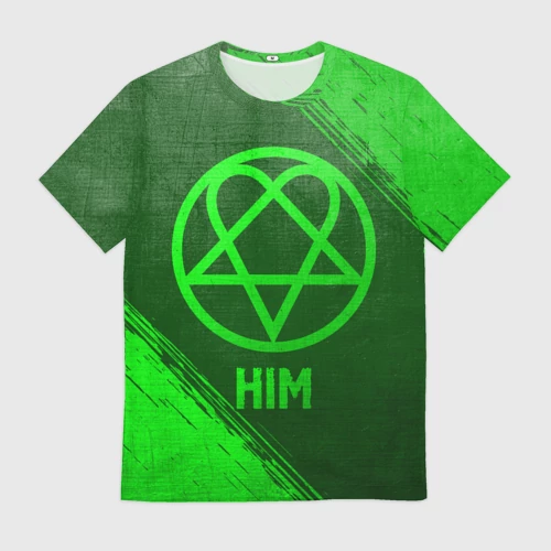 Мужская футболка 3D HIM - green gradient