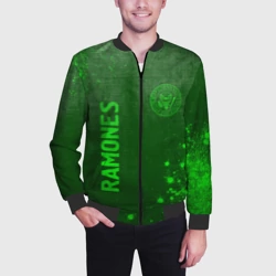 Мужской бомбер 3D Ramones - green gradient вертикально - фото 2