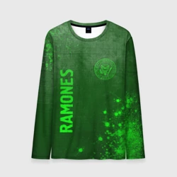 Мужской лонгслив 3D Ramones - green gradient вертикально