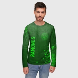 Мужской лонгслив 3D Ramones - green gradient вертикально - фото 2