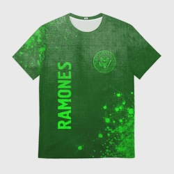 Мужская футболка 3D Ramones - green gradient вертикально