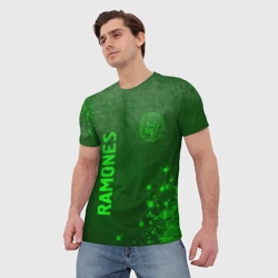 Мужская футболка 3D Ramones - green gradient вертикально - фото 2
