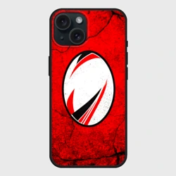 Чехол силиконовый для Apple iPhone 15 матовый Красно-белый мяч для регби 