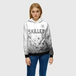 Женская толстовка 3D Skillet - white gradient посередине - фото 2