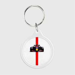Брелок круглый Формула 1 на белом с красной полосой