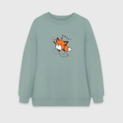 Женский свитшот oversize без начеса хлопок Лисичка Вжух волшебница