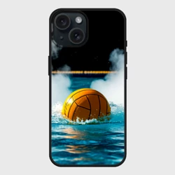 Чехол силиконовый для Apple iPhone 15 матовый Мяч для водного поло на воде