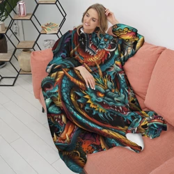 Плед с рукавами Татуировка дракона ирезуми - фото 2