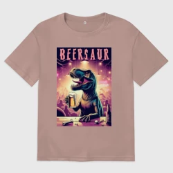 Мужская футболка хлопок Oversize Beersaur - fantasy ai art