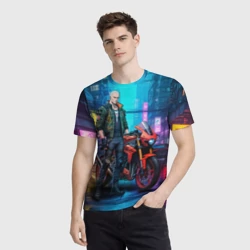 Мужская футболка 3D One punch man cyberpunk 2077 - фото 2