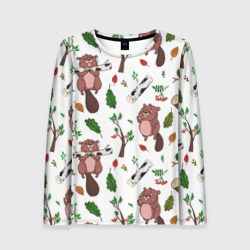 Женский лонгслив 3D Бобер и полено