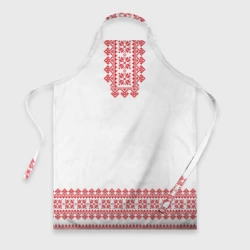 Фартук 3D Славянский орнамент и узоры - вышиванка рубаха белая