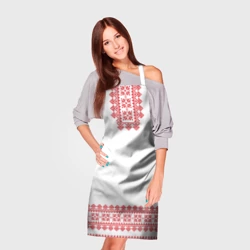 Фартук 3D Славянский орнамент и узоры - вышиванка рубаха белая - фото 2