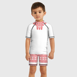 Детский купальный костюм 3D Славянский орнамент и узоры - вышиванка рубаха белая - фото 2