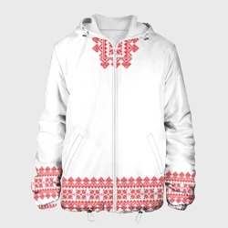 Мужская куртка 3D Славянский орнамент и узоры - вышиванка рубаха белая