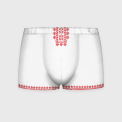 Мужские трусы 3D Славянский орнамент и узоры - вышиванка рубаха белая