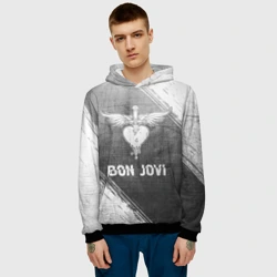 Мужская толстовка 3D Bon Jovi - grey gradient - фото 2