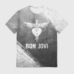 Мужская футболка 3D Bon Jovi - grey gradient