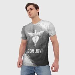 Мужская футболка 3D Bon Jovi - grey gradient - фото 2