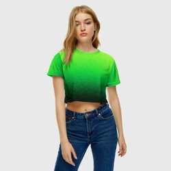 Женская футболка Crop-top 3D Градиент мозаика зелёный в тёмный - фото 2