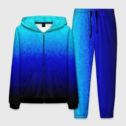 Мужской костюм 3D Градиент мозаика из голубого в чёрный