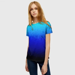 Женская футболка 3D Градиент мозаика из голубого в чёрный - фото 2