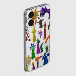 Чехол для iPhone 16 силиконовый с защитой камеры Детские рисунки героев из игры Роблокс - фото 2