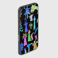 Чехол для iPhone 16 силиконовый с защитой камеры Яркие монстры на черном фоне - фото 2