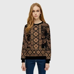 Женский свитшот 3D Золотой дракон с узорами славянскими - фото 2
