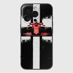 Чехол для iPhone 16 Pro силиконовый с защитой камеры Формула 1 в черно-белом