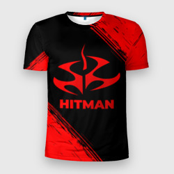 Мужская футболка 3D Slim Hitman - red gradient