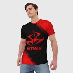 Мужская футболка 3D Hitman - red gradient - фото 2