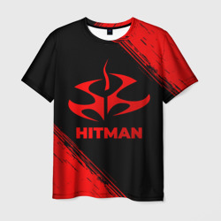 Мужская футболка 3D Hitman - red gradient