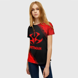 Женская футболка 3D Hitman - red gradient - фото 2
