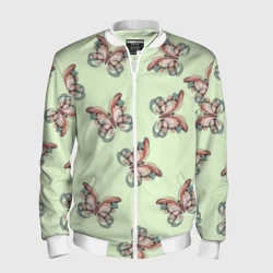 Мужской бомбер 3D Весенние бабочки