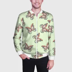 Мужской бомбер 3D Весенние бабочки - фото 2
