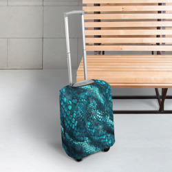 Чехол для чемодана 3D Бирюзовая чешуя рептилии - абстрактный паттерн - фото 2