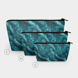 Косметичка 3D Бирюзовая чешуя рептилии - абстрактный паттерн - фото 2