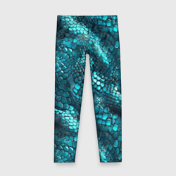 Детские леггинсы 3D Бирюзовая чешуя рептилии - абстрактный паттерн