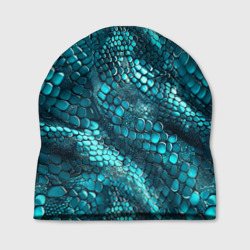 Шапка 3D Бирюзовая чешуя рептилии - абстрактный паттерн