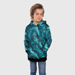 Детская толстовка 3D Бирюзовая чешуя рептилии - абстрактный паттерн - фото 2