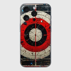 Чехол для iPhone 15 Pro Max силиконовый с защитой камеры Мишень на черном