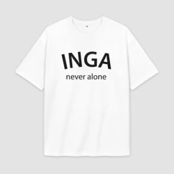 Женская футболка Oversize хлопок premium Inga never alone - motto